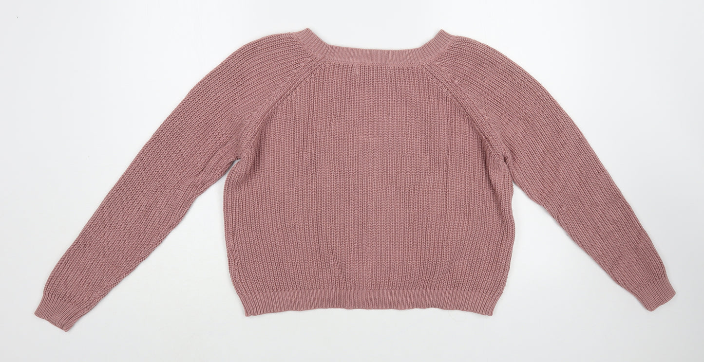 Sandwich Womens Pink Boat Neck Cotton Pullover Jumper Size S