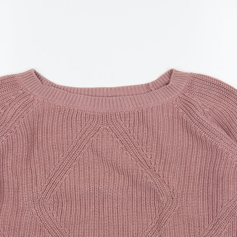 Sandwich Womens Pink Boat Neck Cotton Pullover Jumper Size S