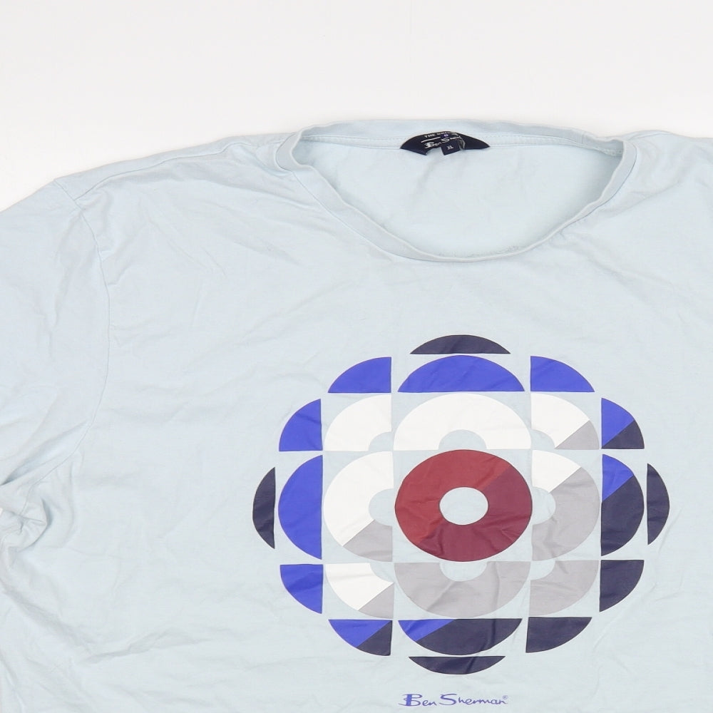 Ben Sherman Mens Blue Cotton T-Shirt Size XL Crew Neck