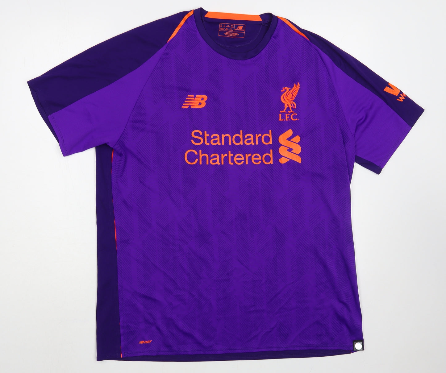 New Balance Mens Purple Geometric Polyester T-Shirt Size XL Crew Neck - Liverpool FC