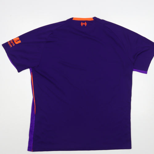 New Balance Mens Purple Geometric Polyester T-Shirt Size XL Crew Neck - Liverpool FC