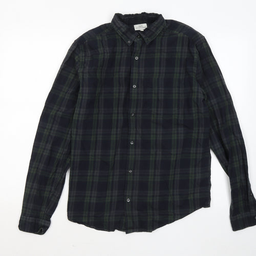 NEXT Mens Blue Plaid Cotton Button-Up Size M Collared