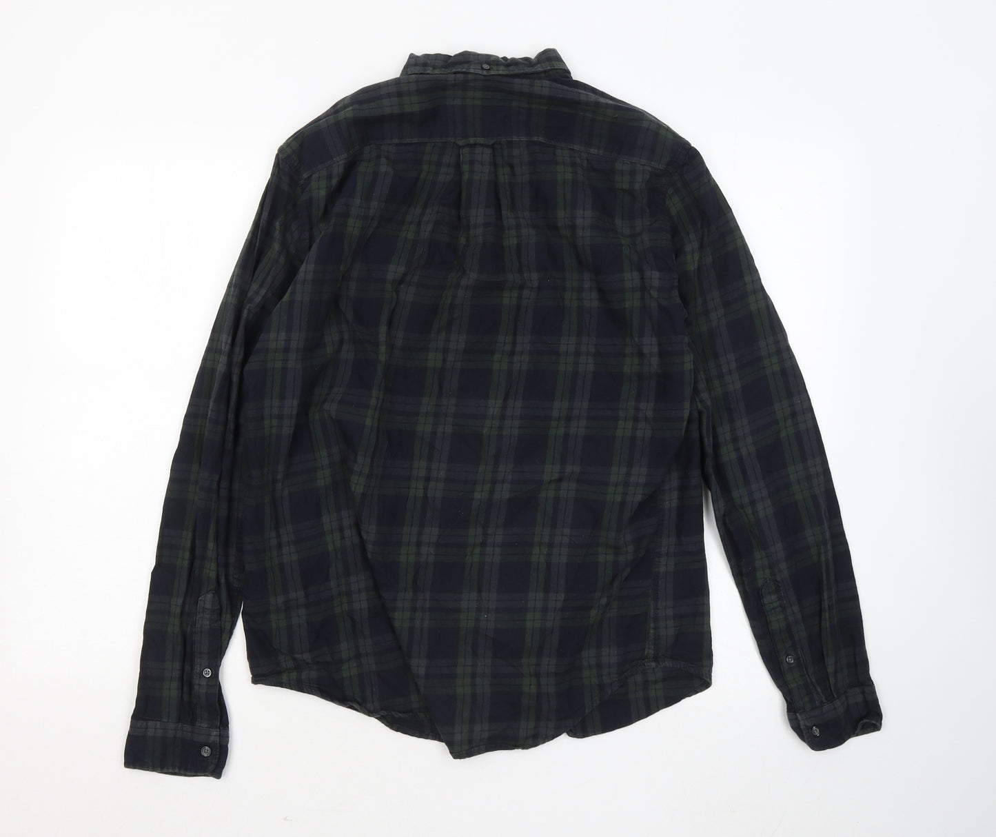 NEXT Mens Blue Plaid Cotton Button-Up Size M Collared