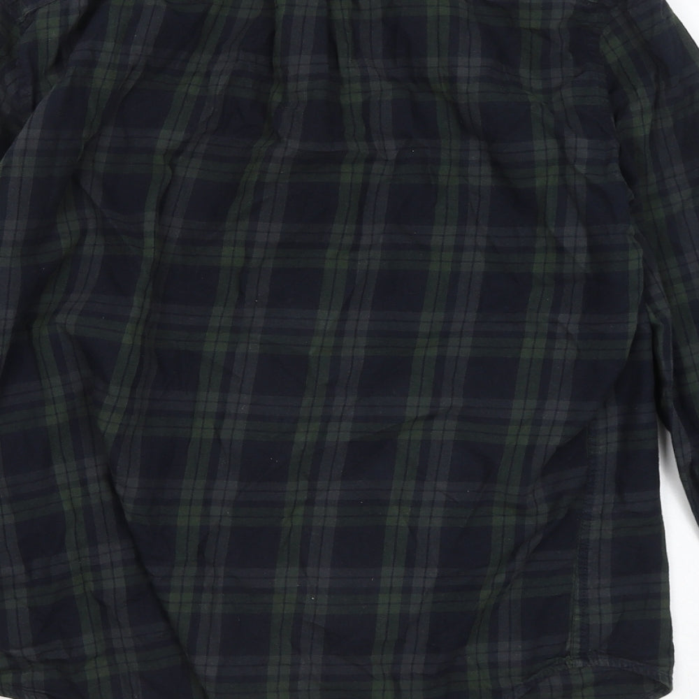 NEXT Mens Blue Plaid Cotton Button-Up Size M Collared