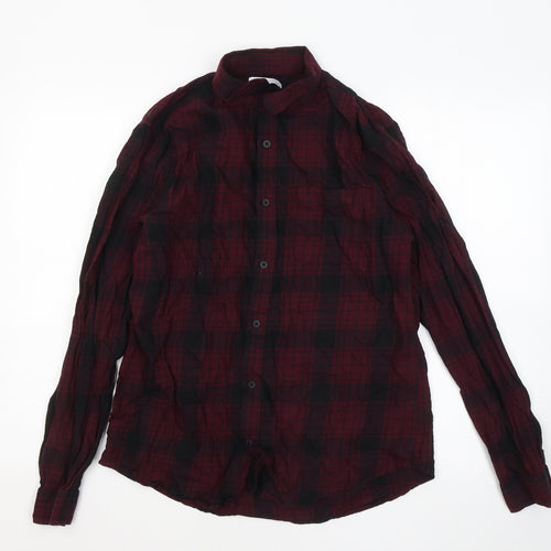 Red Herring Mens Purple Plaid Cotton Button-Up Size M Collared