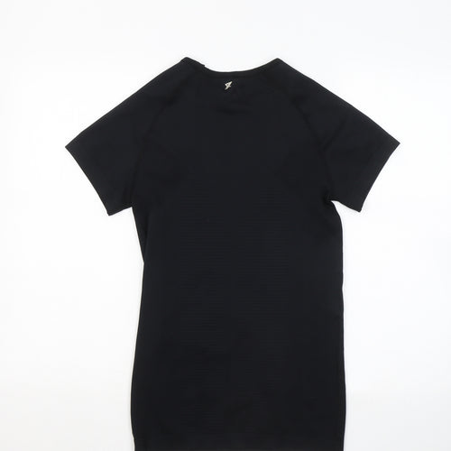 WORKOUT Womens Black Polyester Basic T-Shirt Size 12 Round Neck