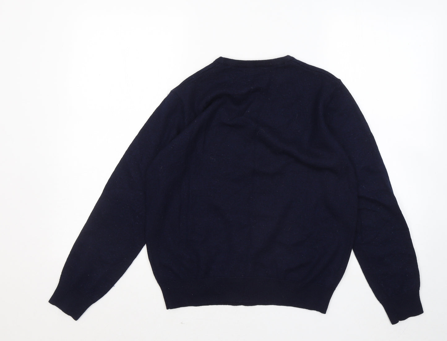 Dunnes Stores Womens Blue Round Neck Wool Henley Jumper Size M
