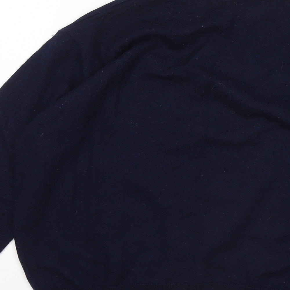Dunnes Stores Womens Blue Round Neck Wool Henley Jumper Size M