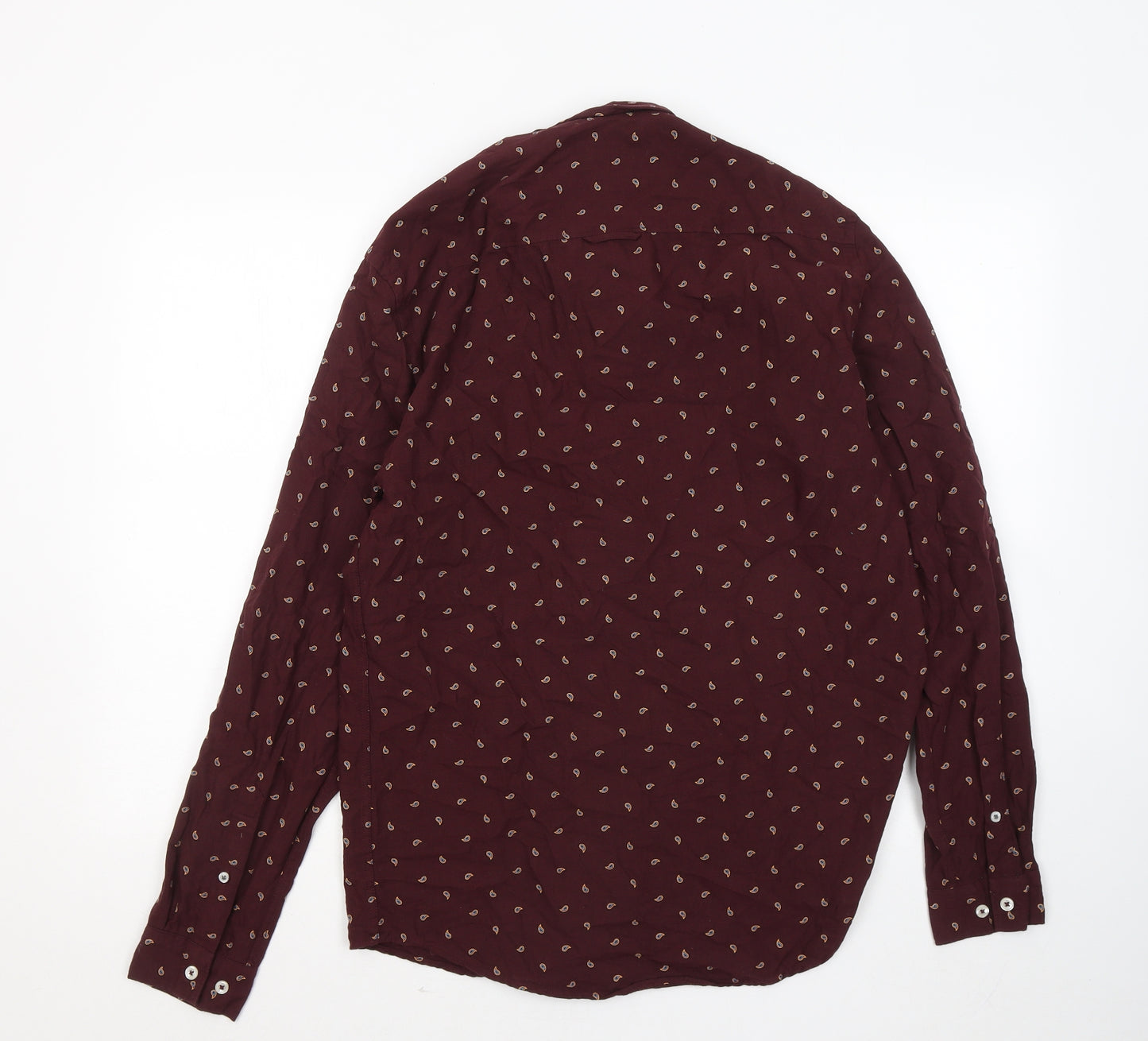 River Island Mens Red Geometric Cotton Button-Up Size M Collared