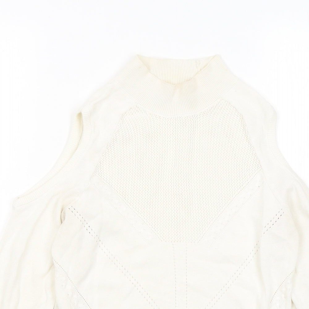 Urban Bliss Womens White Round Neck Cotton Pullover Jumper Size 10