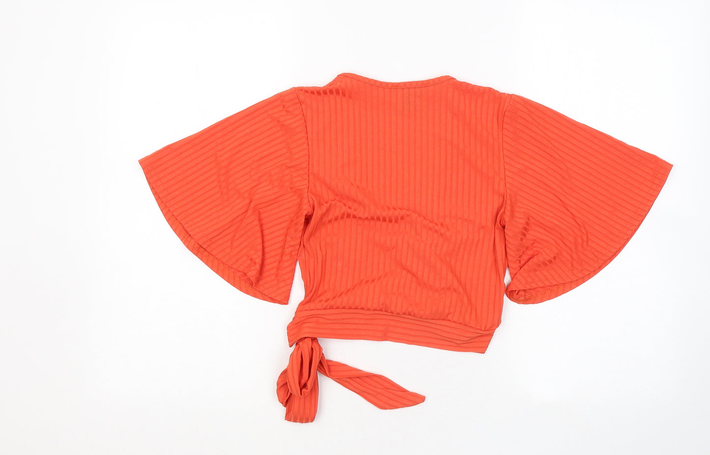 New Look Womens Orange Polyester Basic Blouse Size 8 Round Neck