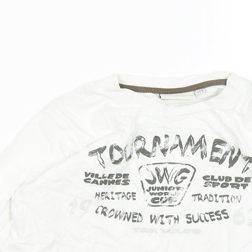 TOM TAILOR Boys White Cotton Basic T-Shirt Size 8-9 Years Round Neck