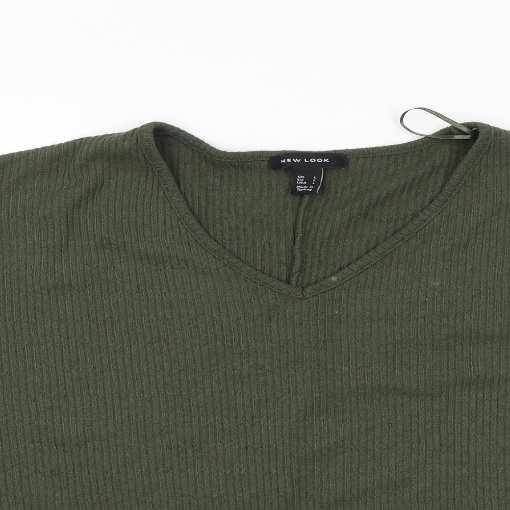 New Look Womens Green Round Neck Acrylic Pullover Jumper Size L