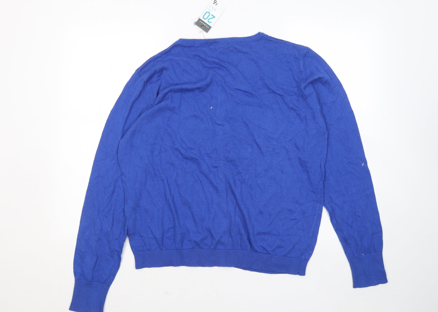 Primark Womens Blue Round Neck Cotton Cardigan Jumper Size 20