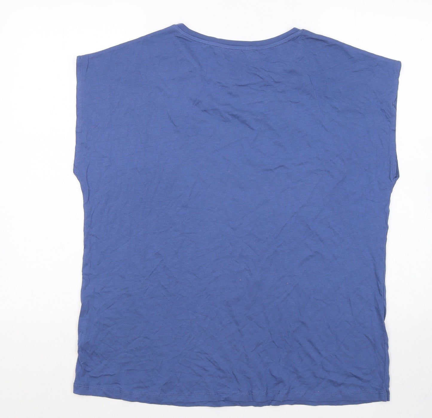 Dunnes Stores Womens Blue Cotton Basic Tank Size L Round Neck