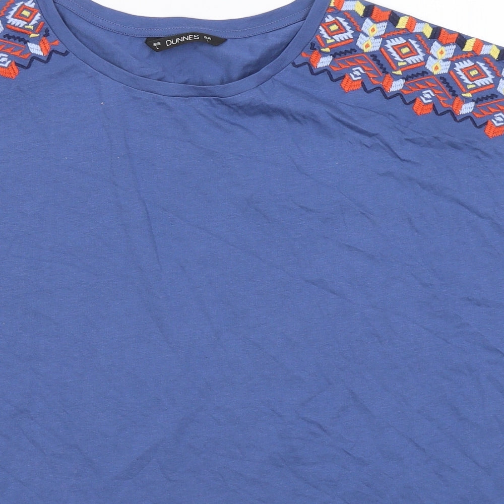 Dunnes Stores Womens Blue Cotton Basic Tank Size L Round Neck