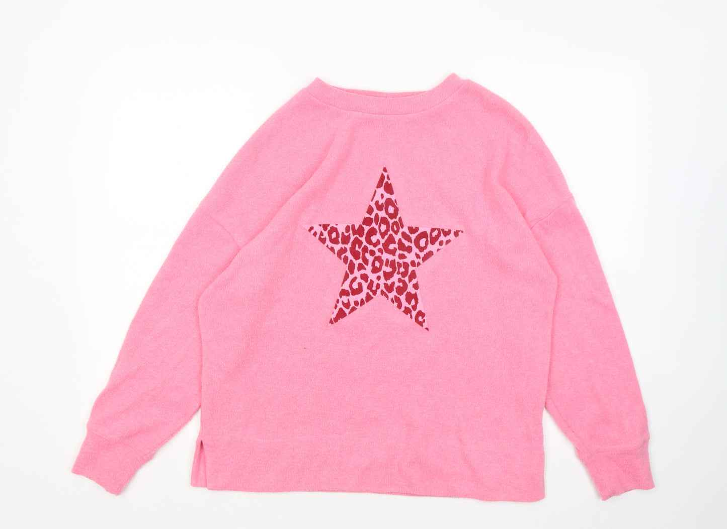F&F Womens Pink Round Neck Polyester Pullover Jumper Size 12 - Star