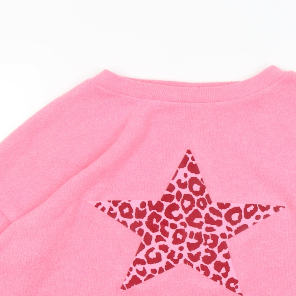 F&F Womens Pink Round Neck Polyester Pullover Jumper Size 12 - Star