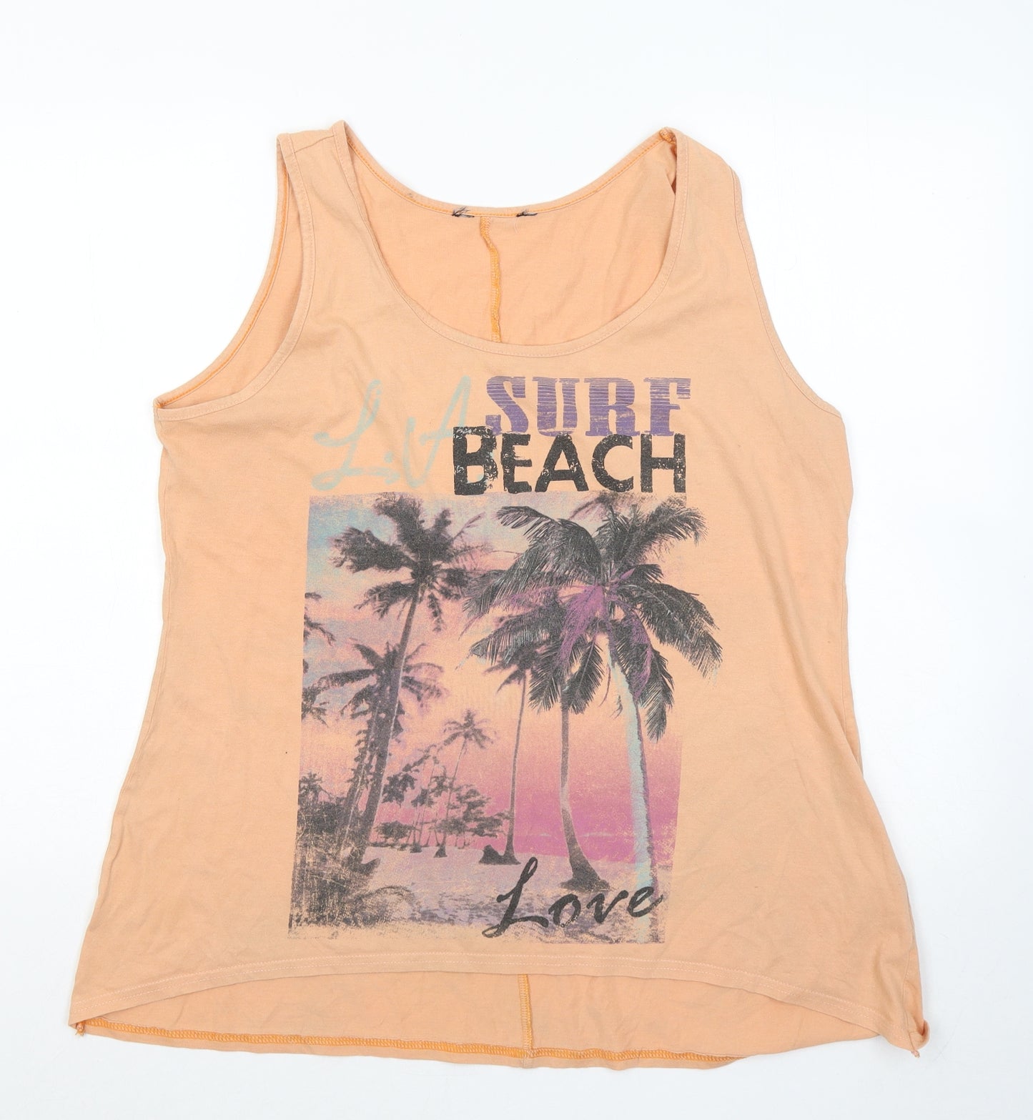F&F Womens Orange Cotton Basic Tank Size 20 Round Neck - Palm Tree