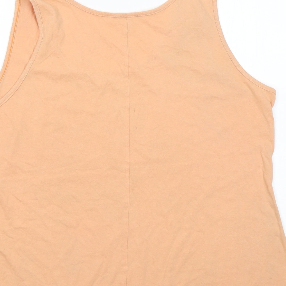 F&F Womens Orange Cotton Basic Tank Size 20 Round Neck - Palm Tree