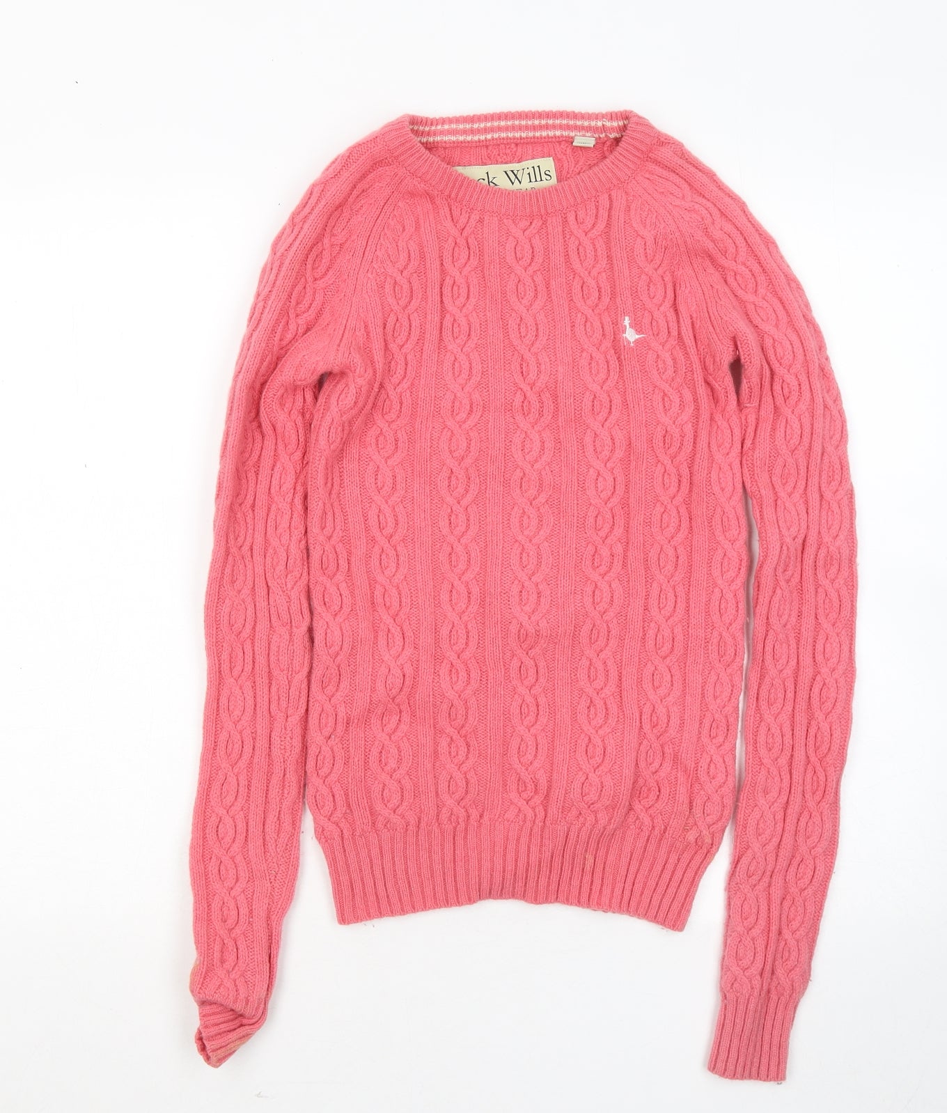 Jack Wills Womens Pink Round Neck Acrylic Pullover Jumper Size 8