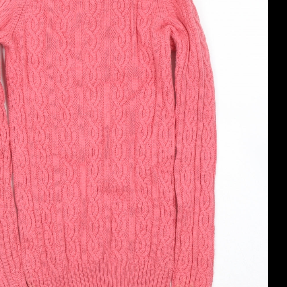 Jack Wills Womens Pink Round Neck Acrylic Pullover Jumper Size 8