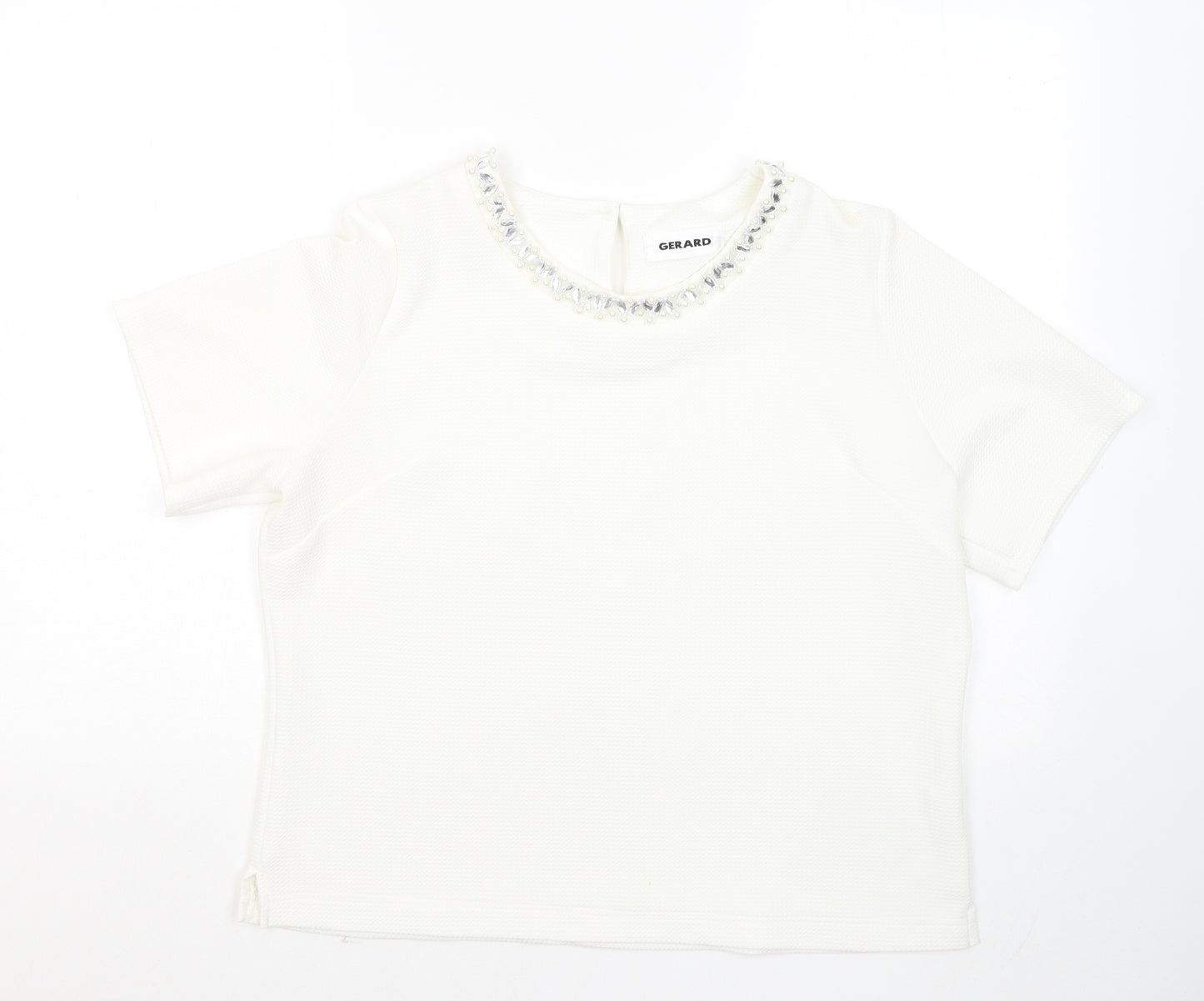 Gerard Womens White Round Neck Polyester Pullover Jumper Size 16