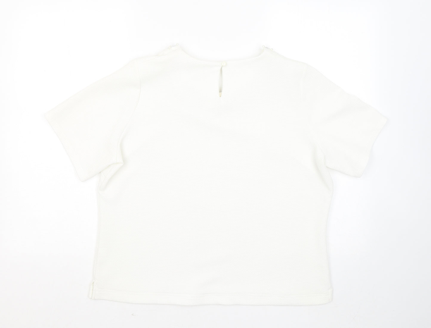 Gerard Womens White Round Neck Polyester Pullover Jumper Size 16