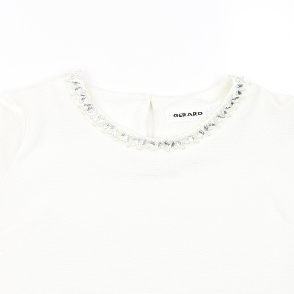 Gerard Womens White Round Neck Polyester Pullover Jumper Size 16