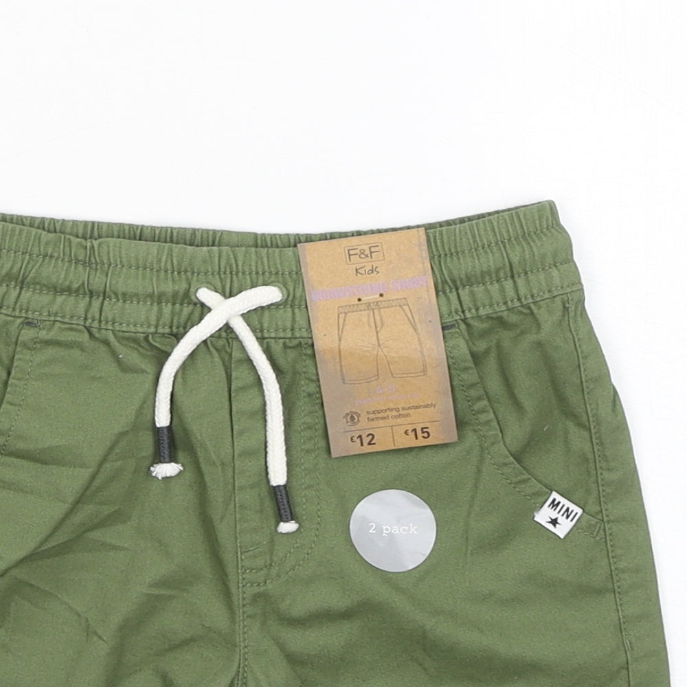 F&F Boys Green Cotton Chino Shorts Size 4-5 Years Regular