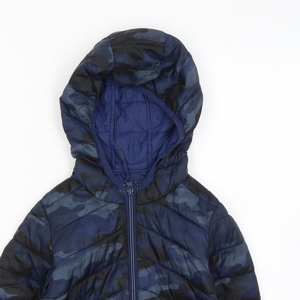 Marks and Spencer Boys Blue Camouflage Puffer Jacket Coat Size 4-5 Years