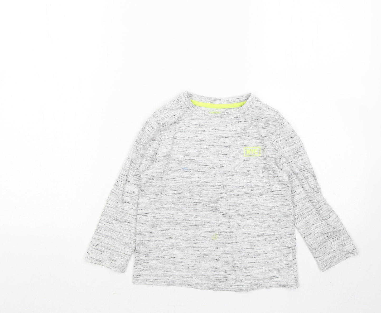 F&F Boys Grey Cotton Basic T-Shirt Size 4-5 Years Round Neck
