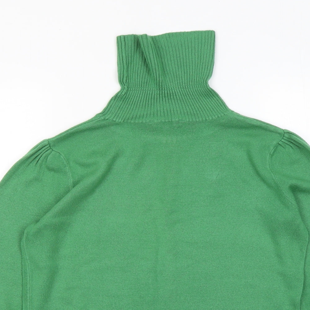 Debenhams Womens Green Roll Neck Acrylic Pullover Jumper Size 12