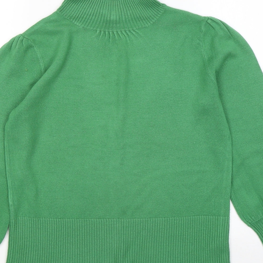 Debenhams Womens Green Roll Neck Acrylic Pullover Jumper Size 12