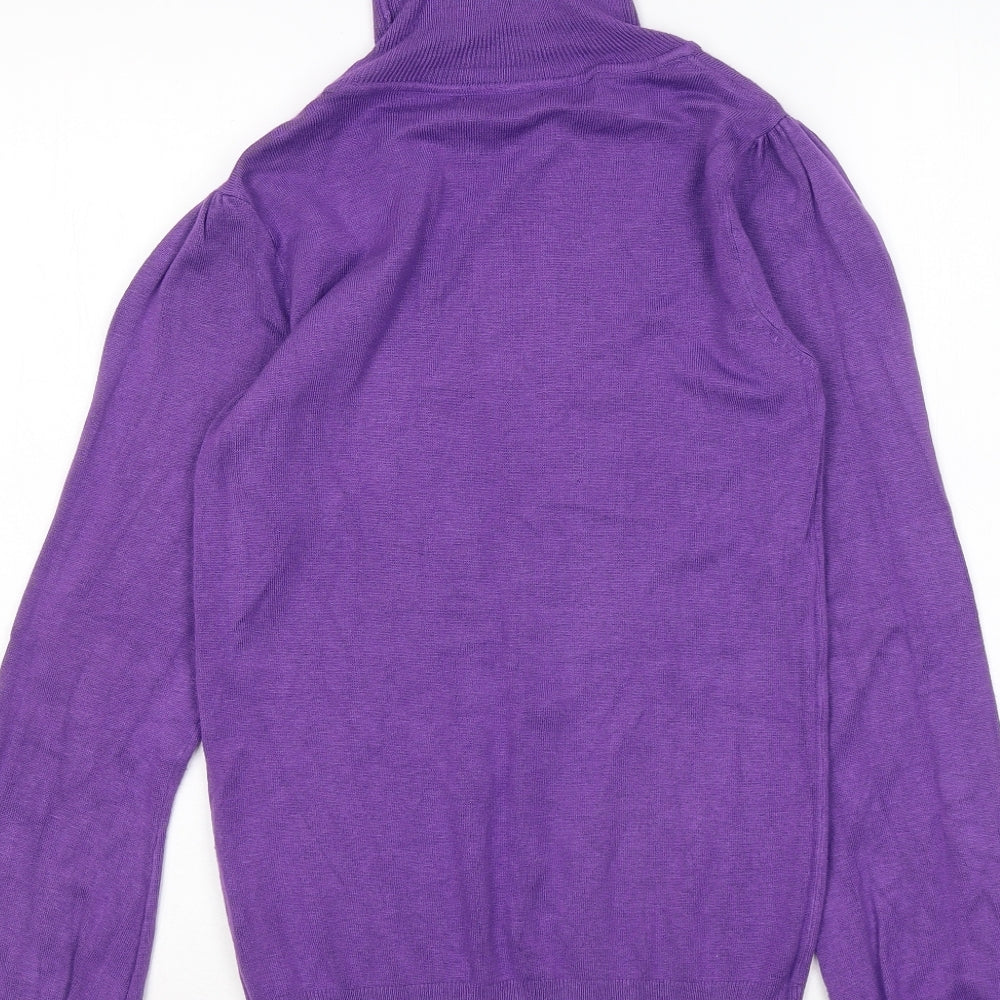 Dunnes Stores Womens Purple Roll Neck Acrylic Pullover Jumper Size 14