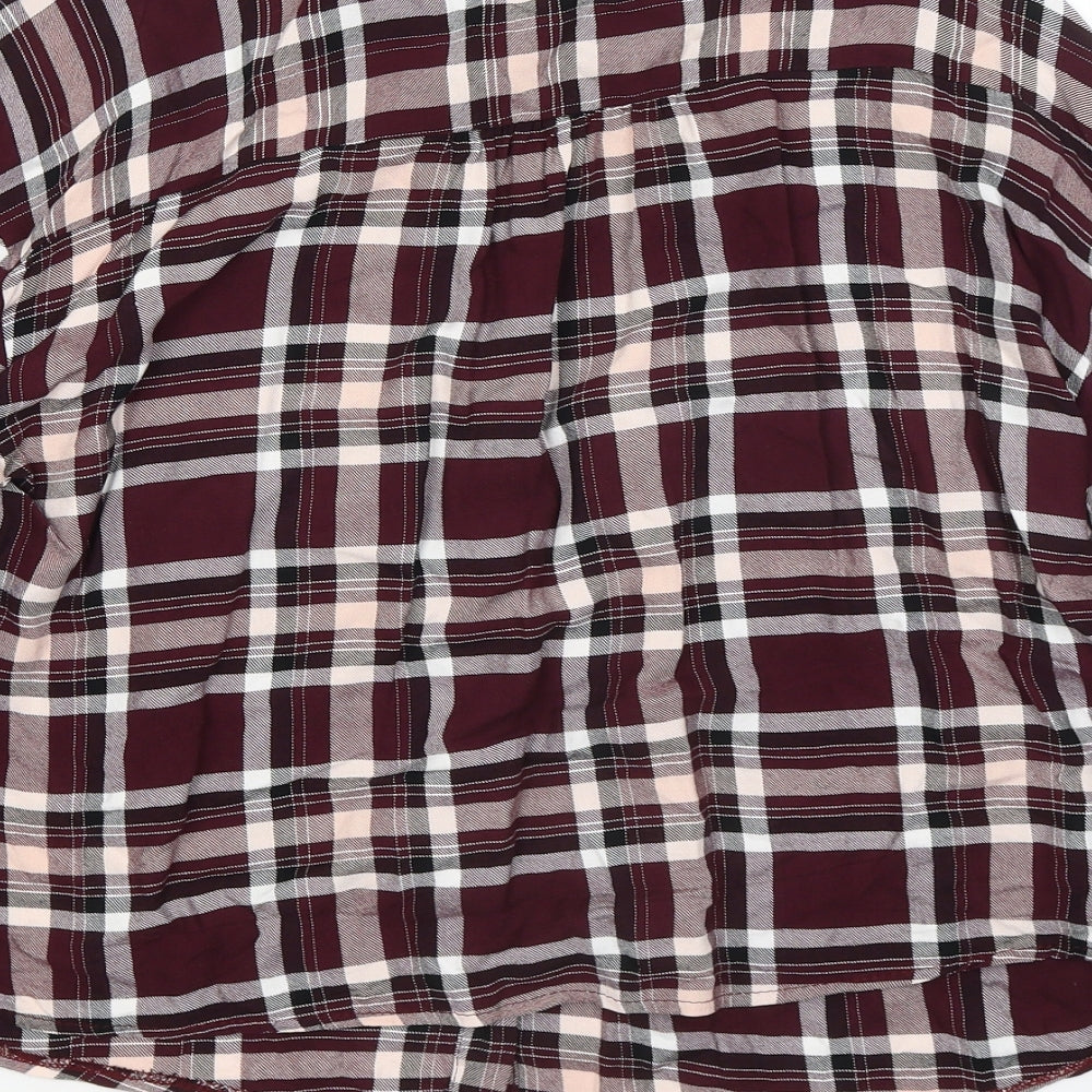 Primark Womens Purple Plaid Viscose Basic Button-Up Size 14 Collared