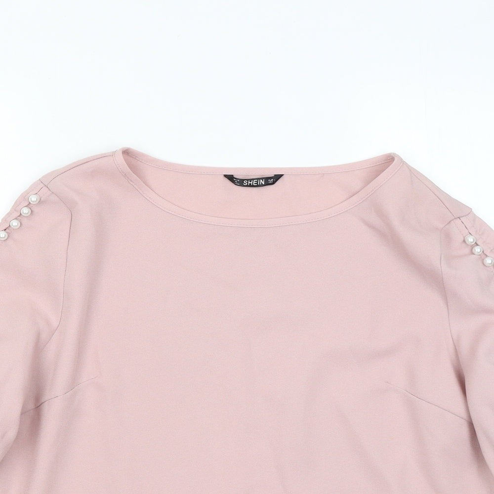 Dunnes Stores Womens Pink Round Neck Polyester Pullover Jumper Size L