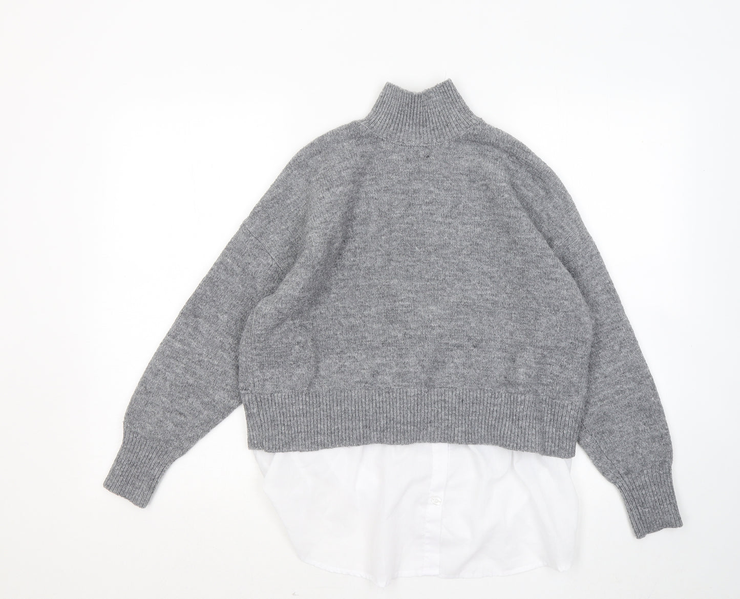 Primark Womens Grey Mock Neck Polyester Pullover Jumper Size 12