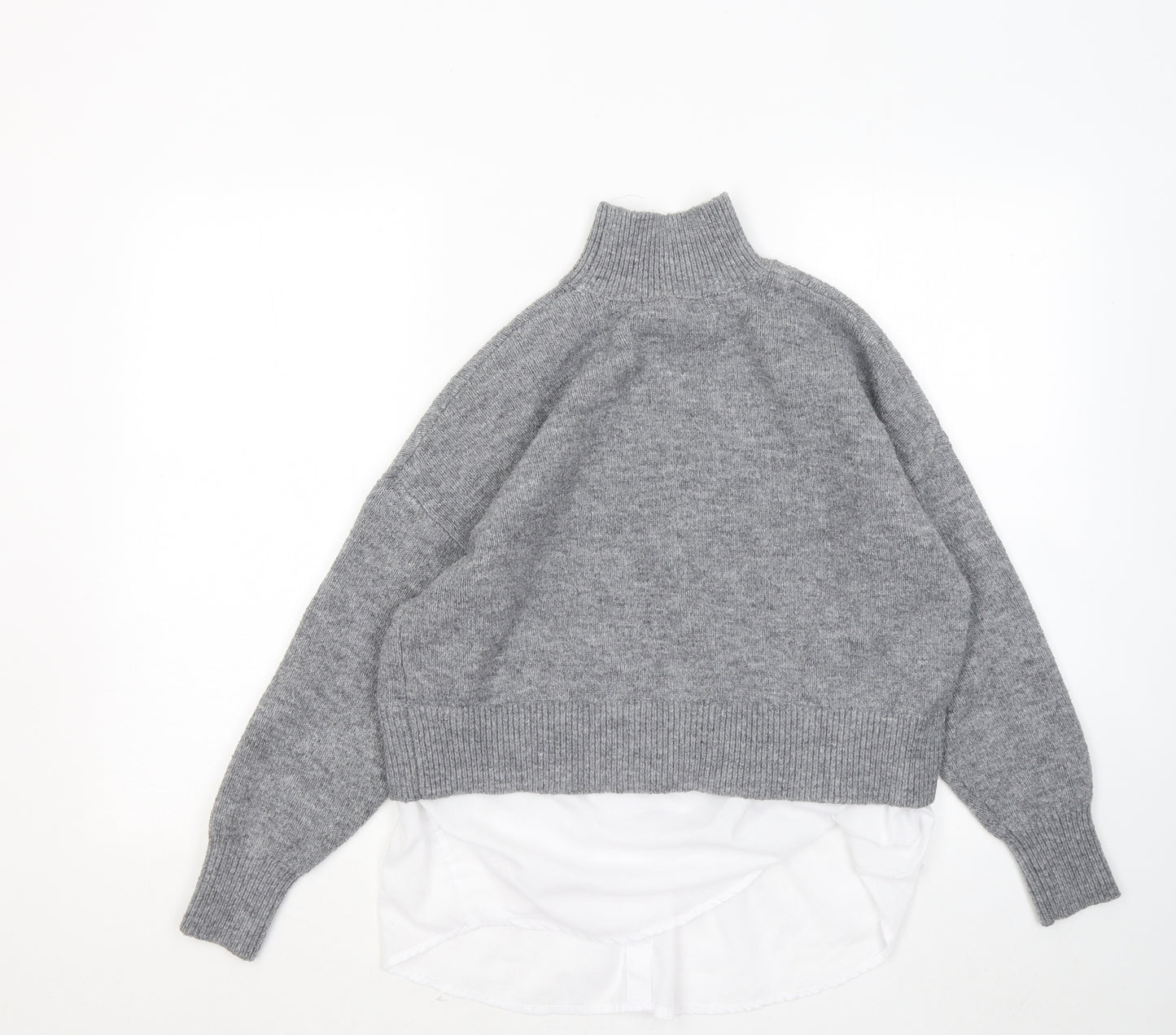 Primark Womens Grey Mock Neck Polyester Pullover Jumper Size 12
