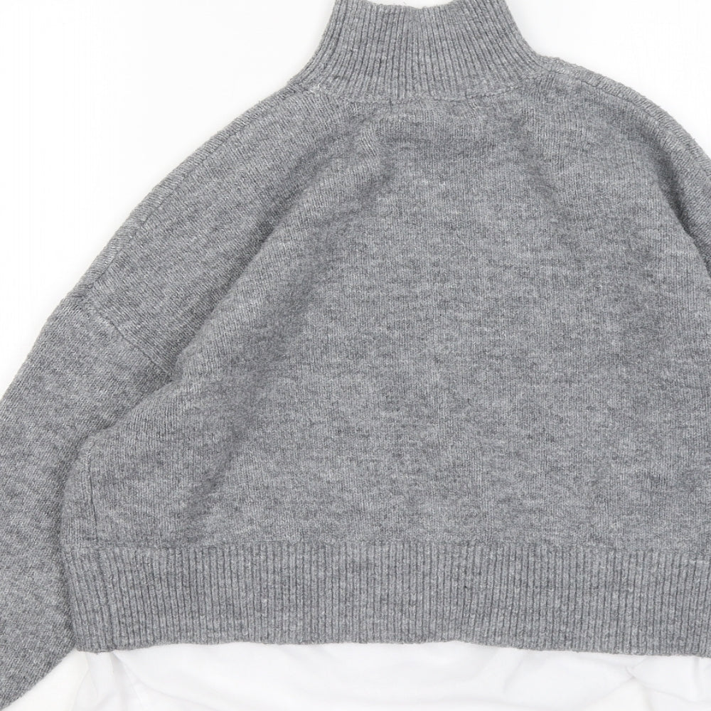 Primark Womens Grey Mock Neck Polyester Pullover Jumper Size 12