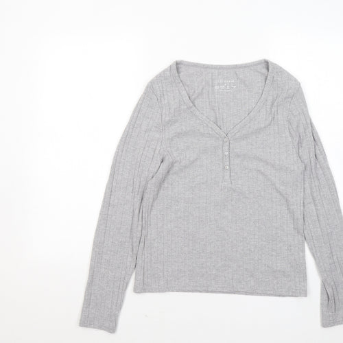 Primark Womens Grey V-Neck Polyester Pullover Jumper Size 10