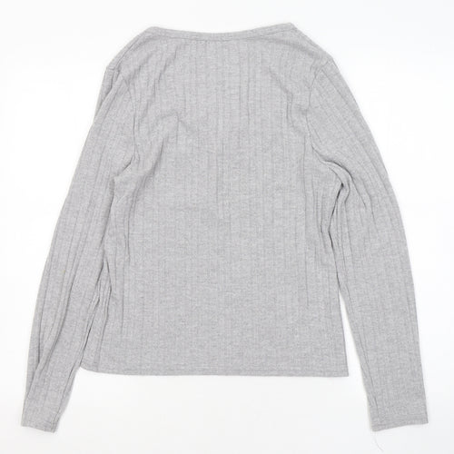 Primark Womens Grey V-Neck Polyester Pullover Jumper Size 10