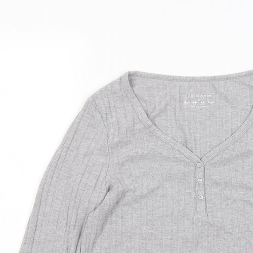 Primark Womens Grey V-Neck Polyester Pullover Jumper Size 10