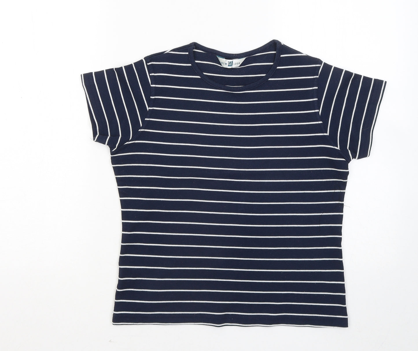 New Look Womens Blue Round Neck Striped Polyester Pullover Jumper Size 14