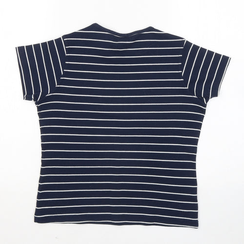 New Look Womens Blue Round Neck Striped Polyester Pullover Jumper Size 14