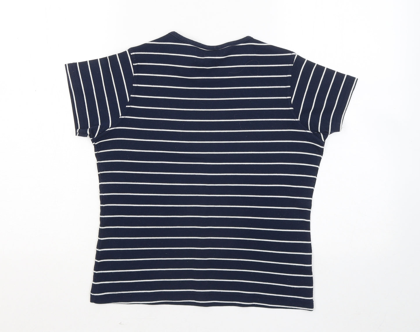 New Look Womens Blue Round Neck Striped Polyester Pullover Jumper Size 14