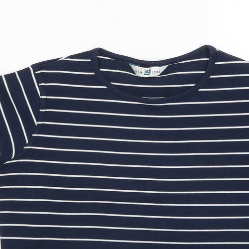 New Look Womens Blue Round Neck Striped Polyester Pullover Jumper Size 14