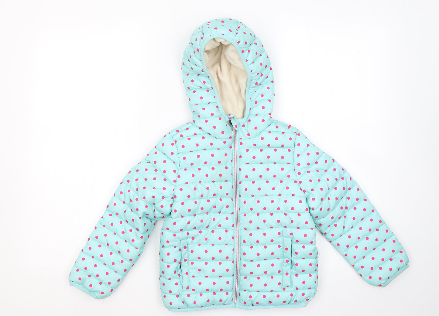 Studio Girls Blue Polka Dot Puffer Jacket Coat Size 5-6 Years