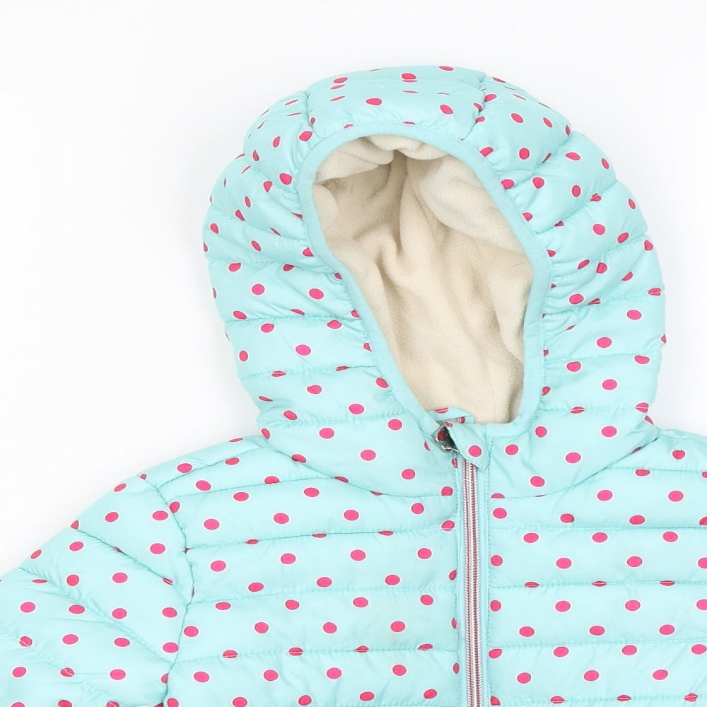 Studio Girls Blue Polka Dot Puffer Jacket Coat Size 5-6 Years