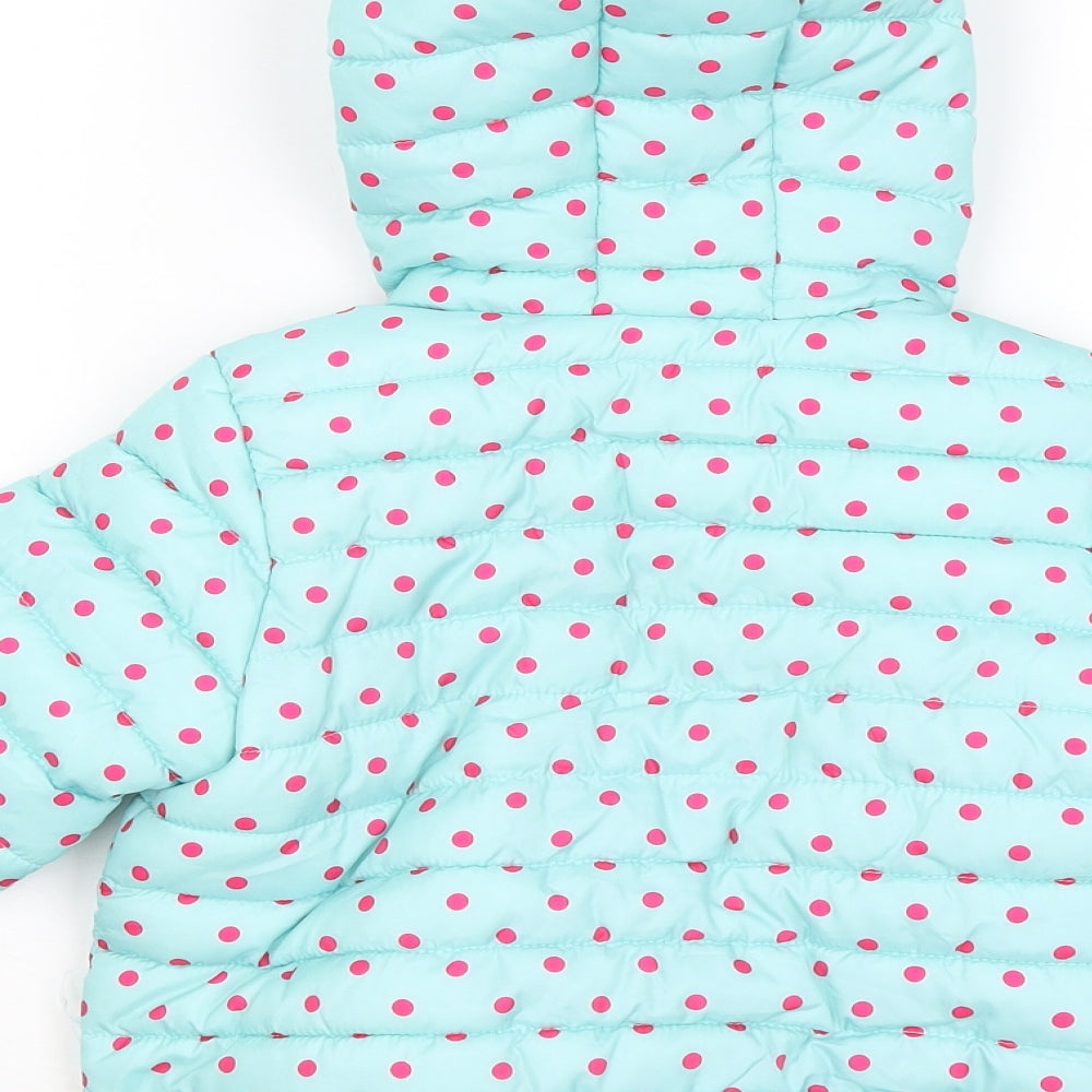 Studio Girls Blue Polka Dot Puffer Jacket Coat Size 5-6 Years